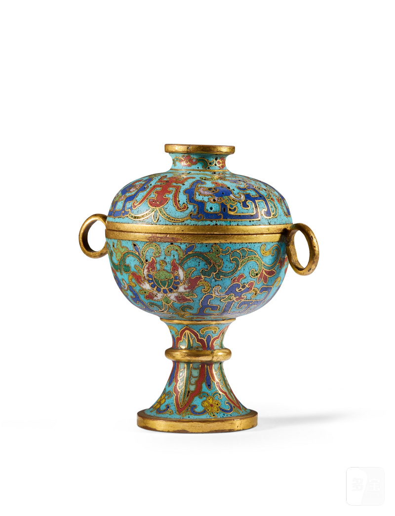 PETIT RÉCIPIENT À PIED COUVERT EN ÉMAUX CLOISONNÉS, DOU  CHINE, DYNASTIE QING, XVIIIE SIÈCLE - 图2